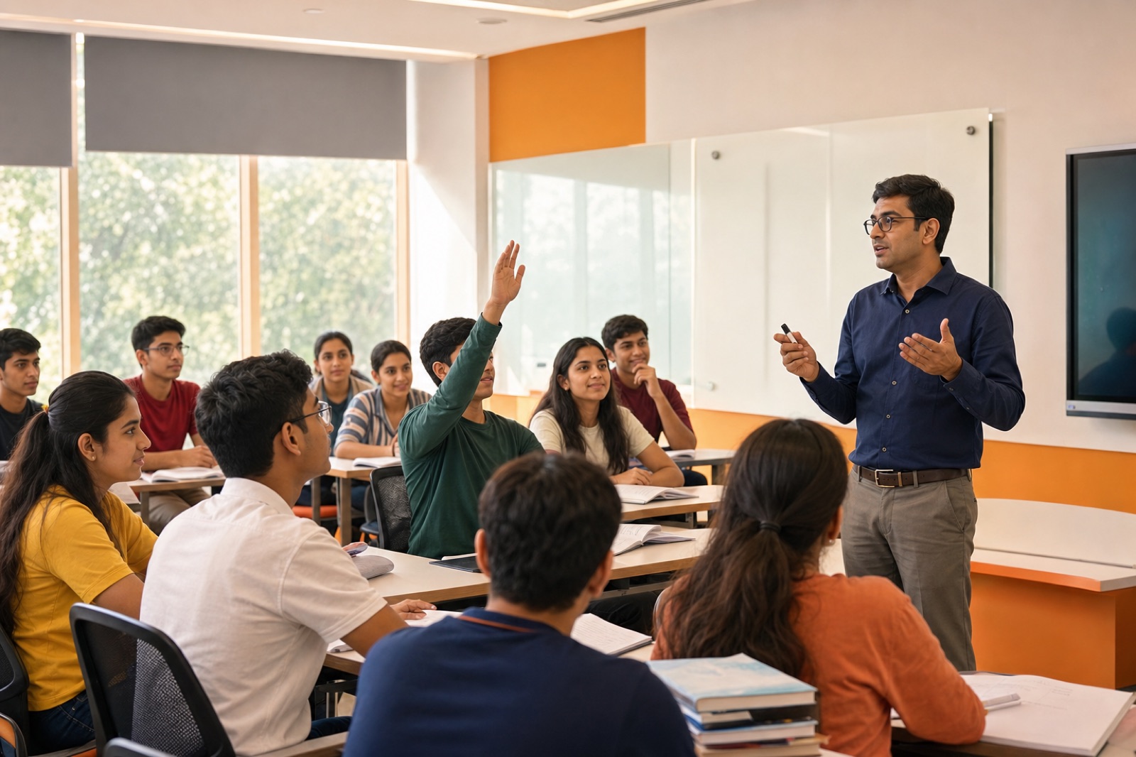 Focused Indian students preparing for competitive exams